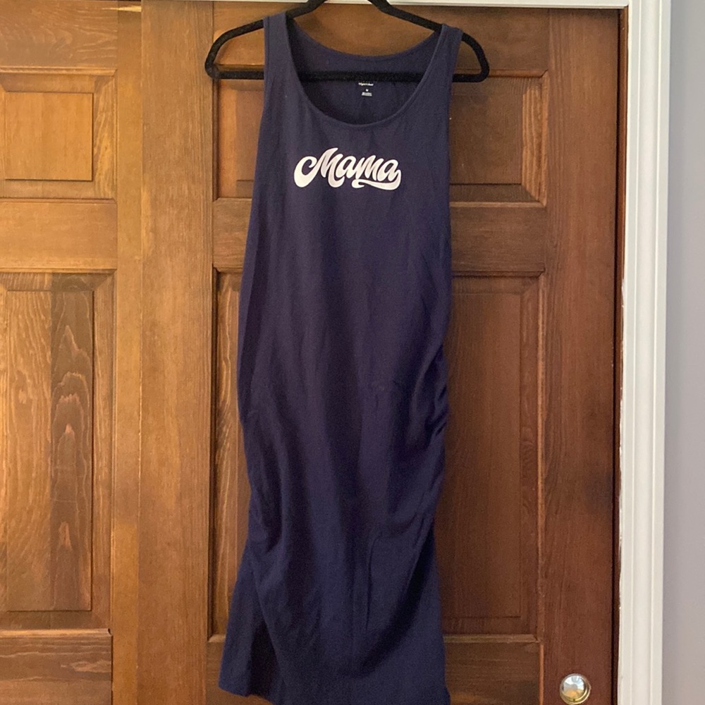 Isabel Maternity by Ingrid & Isabel navy tank ruched Mama dress size M